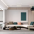 Modern Living and Dining Room Interior Design With Sectional Sofa Decorative Painting And Coffee Table