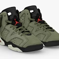 Olive Green High Top Shoes With Velcro Strap Red Logo Black Sole And Suede Upper