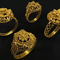 Jewelry Ring Gold Ring Curly 3d model