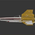 Futuristic Sci Fi Spaceship 3D Model With Yellow Red White Design And Blue Glowing Elements
