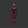 3D Rendered Metallic Robot Game And Movie Character With Black Exoskeleton Standing Pose