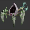 Futuristic Mechanical Spider Creature With Metallic Legs Black Orb Body And Red Details