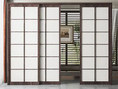 New Chinese-style sliding door 3d model