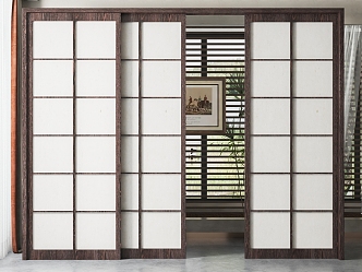 New Chinese-style sliding door 3d model