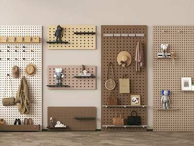 Pegboard Wall Decor With Various Hanging Items 3d model