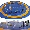 High Quality Outdoor Sports Equipment In Circular Blue Yellow Fitness Area Layout