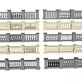 Gray And Beige Decorative Railings With Various Designs For Architectural Projects 3d model