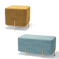 Yellow and Blue Sofa Stools with Metal Legs for Modern Home Decor