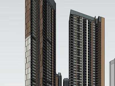 Modern Commercial Street With High Rise Buildings And Retail Shopping Spaces 3d model