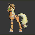 Yellow Pony Toy With Cowboy Hat Green Eyes And Blonde Mane Standing On Reflective Surface