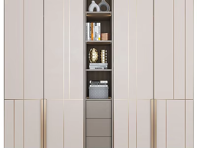 Elegant Modern Chest of Drawers With Gold Metal Handles Sleek Panels And Minimalist Design 3d model