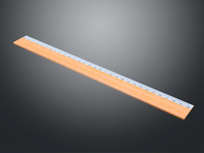 Wooden Straight Ruler With Clear Scale Marks For Precise Measuring In School Office 3d model