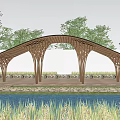 modern pavilion entrance gate structure landscape gate landscape pavilion bamboo pavilion shaped framework pavilion 3d model
