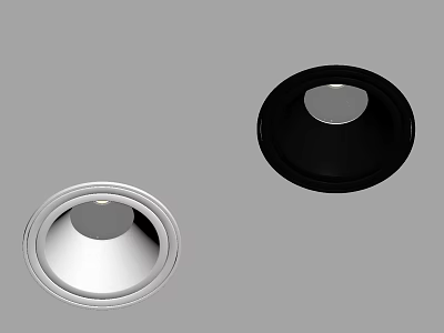 Modern Round Downlights And Spotlights With Silver Black Metal Frames And Sleek Design 3d model