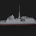 Modern Warship With Gray Hull Red Bottom Upper Structure And Mast