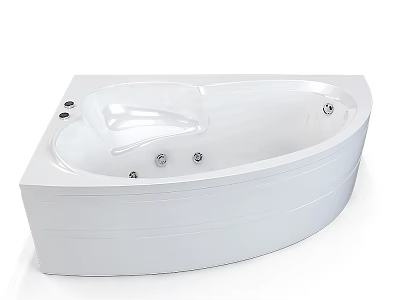 White Bathtub with Curved Design and Massage Jets for Modern Bathroom 3d model