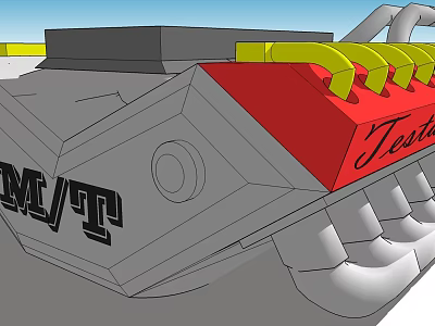 Industrial Mechanical Tester Component With M T Marking Red Gray Structure Yellow Serrated Design 3d model
