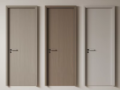 Modern Minimalist Swing Doors In Light Wood Dark Wood And Light Gray Finishes 3d model