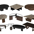 Modern Coffee Tables With Various Shapes And Marble Wood Glass Materials 3d model