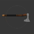 Handcrafted Axe With Wooden Handle Carved Patterns Black Grip And Metal Head