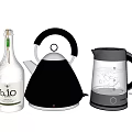 Modern Black Kettle And Transparent Electric Kettle For Home Kitchen Use 3d model