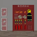Mini Fire Station Cabinet With Fire Helmets Hoses Boots And Extinguishers 3d model