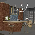 Light Luxury Bar Counter Area Bar Counter Area Water Bar Counter Bar Chair Wine Cabinet Wine Chandelier 3d model
