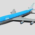 Blue KLM Passenger Airplane Exterior Design With Tail Details And Wings