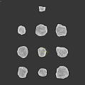 Detailed Wireframe Rendering of Cosmic Asteroids on Gray Background for Space Research