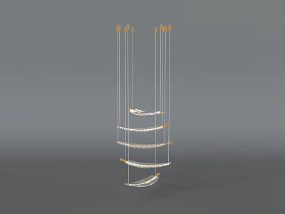 Modern Multi layer Curved Metal Chandelier With Hanging Design And Elegant Lighting 3d model