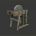 Traditional Wooden Stand Stone Grinder With Grinding Disc For Household Use
