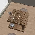 Traditional Go Board Game Entertainment with Wooden Table Stones and Seats