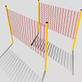 Red Mesh Fence With Yellow Posts For Safety And Security Applications