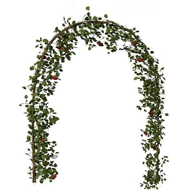 Elegant Vine Arch Decoration With Lush Green Leaves And Red Berries 3d model