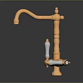 Elegant Vintage Golden Faucet With White Handles Shiny Surface For Kitchen Sink
