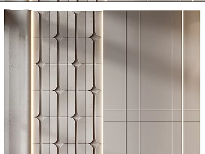 Modern Luxury Background Wall Design With Geometric Textured Panels And Soft Neutral Tones 3d model