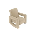 Modern Beige Fabric Leisure Chair With Square Arms And Clean Lines Design