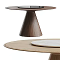 Elegant Modern Dining Table Interior With Wooden Tapered Base And Round Marble Top 3d model