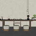 Modern Tea Table and Chair Tea Table and Chair Combination 3d model