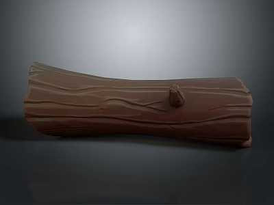 Natural Wooden Log Surface With Detailed Wood Grain And Small Protrusion 3d model