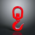 Red Industrial Metal Lifting Hook With Circular Eye And Curved Design For Construction Applications