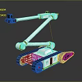White Tracked Robot Game And Movie Character With Articulated Mechanical Arm