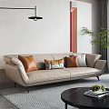Modern double sofa coffee table combination 3d model