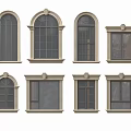 Jane European window combination arch window casement window floor-to-ceiling window round arc window 3d model