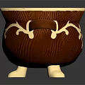 Decorative Red Bowl With Golden Vine Patterns Handles And Feet