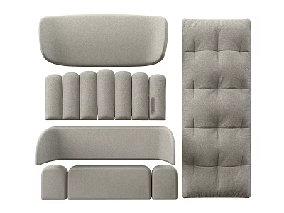 Light Gray Upholstered Panels With Various Shapes 3d model