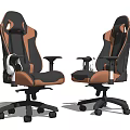 Black And Brown Gaming Chairs With Adjustable Armrests And Wheels 3d model