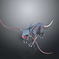 Terrifying Game Movie Character Monster With Grey Body Red Tentacles Sharp Teeth And Claws