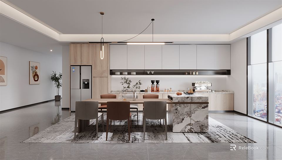 Modern Lounge Area With Comfortable Seating Coffee Table And Soft Ambient Lighting 3d model 