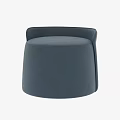 Blue Leather Sofa Stool With Curved Backrest Modern Comfortable Seating Design 3d model